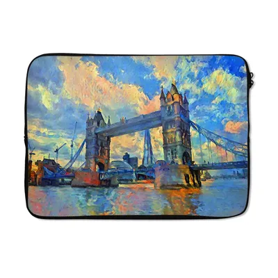 Produktbild von MuchoWow® Laptop Hülle 13 Zoll Gemälde - London - Brücke - Öl Laptoptasche - Laptophülle - Sleeve - Rundumschutz
