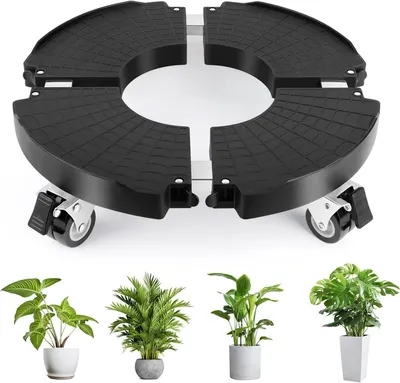 Produktbild von Pflanzenroller, Ø 35-48cm, Einstellbar Rollbrett Pflanzen, bis 150 KG, Blumenroller Rund, 360 ° Drehbare, für Große Pflanzgefäße