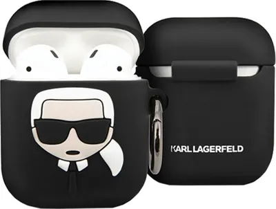 Produktbild von Karl Lagerfeld Klaccsilkhbk Airpods 1/2Cover Czarny/Schwarz Silikon Ikonik