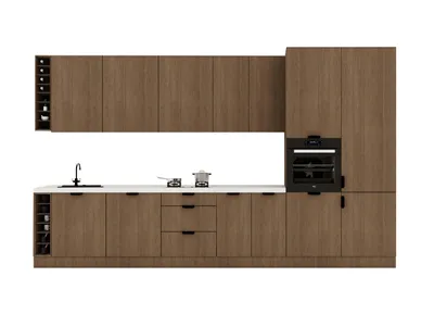 Produktbild von Küchenzeile 395 cm Ohne Arbeitsplatte Küchenschränke Küchenblock , Sorento KS10-M395 ,Dunkle Eiche
