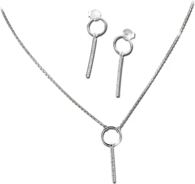 Produktbild von SilberDream Zirkonia Set Kette Anhänger Ohrringe Silber weiß Damen GSS401W