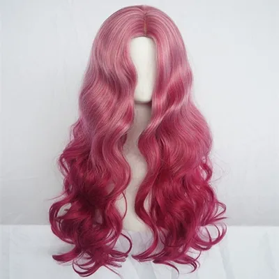 Produktbild von 65 cm Damen Mode Haar Cosplay Haarersatz Rosa Party Perücke Gelockt Lang Wig