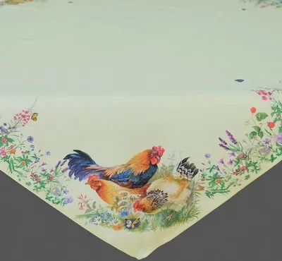Produktbild von Mitteldecke Polyester Hahn, Henne & Küken 85x85cm