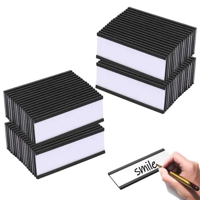 Magnetische Etikettenhalter, 60 Stück, 2,5 x 7,6 cm, mit Papiereinlagen