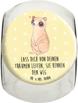Produktbild von Mr. & Mrs. Panda Süßigkeitenglas Plumplori Glücklich L 870ml - Gelb Pastell - Geschenk, Tiermotive, Aufbewahrungsdose, Glück, Teedose, Bonboniere, Glasdose, Bonbonglas