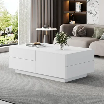 Obrázek produktu pro Konferenční stolek - Stolek na kávu - Obývací stolek - Stolek s výsuvnou deskou - Úložný stolek - Moderní design - 4 zásuvky