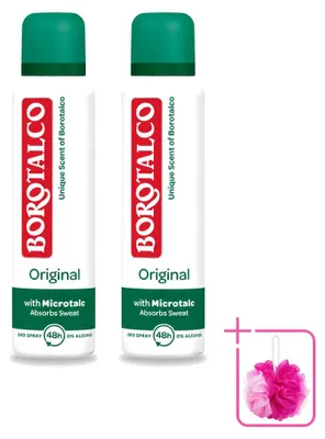 Productafbeelding van 2 x Borotalco Deodorant Spray Original Active Crystal, 150 ml - Voordeelverpakking - 2 stuks