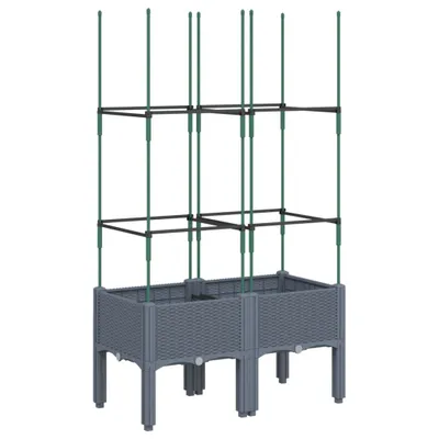 Productafbeelding van vidaXL Plantenbak met klimrek, blauwgrijs, 80x40x142,5 cm, PP