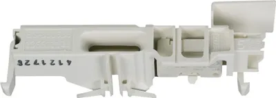 A white electrical component, likely a relay or connector, is shown against a white background.