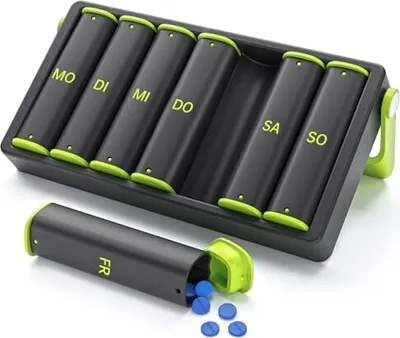 Produktbild von Tablettenbox 7 Tage Morgens Abends, KOVIUU Woche Pillendose 2 FäCher, Medikamentenbox Unterwegs, Pill Box,GroßE Tabletten Tablettendose, Supplement