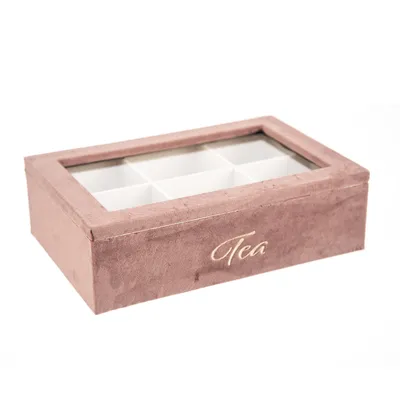 Image de Boîte à thé, 24 x 18 x 7 cm, velours, 2 assortiments, KDA