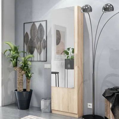 Immagine prodotto di Dmora Scarpiera Euro 22x50x180h cm Marrone Rovere, 16 Paia Un'anta