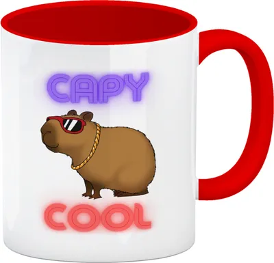 Produktbild von Capy Cool Kaffeebecher in rot mit coolem Capybara