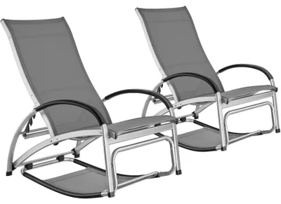 Produktbild von tectake Sonnenliege Avignon 2in1 Schaukelstuhl 4-fach verstellbar Textilene Aluminium 62x195cm 120kg Gartenliege Liegestuhl wetterfest