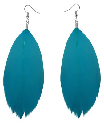 Produktbild von Boho Feder Ohrringe Statement Ohrhänger Bunt Leicht Damen Hippie Schmuck - türkis