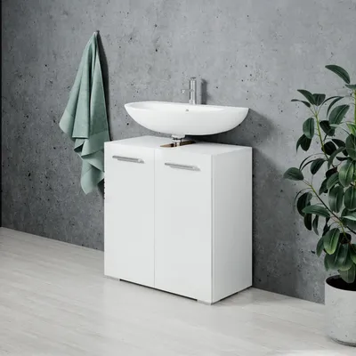 Produktbild von Badezimmerunterschrank - Waschtischmöbel - Badezimmeraufbewahrung - - 60 x 30 x 60 cm - Weiß