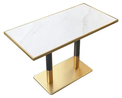 Obrázek produktu pro Kondela Jídelní bistro stůl Darian 120x70 cm - bílý mramor / černá / zlatá