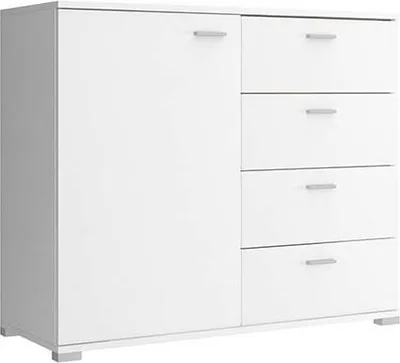 Produktbild von Elegante handgefertigte Kommode aus Massivholz Eiche, Weiß, 85x100x40 cm