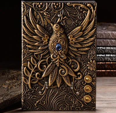 Obrázok produktu pre 3D Vintage Diary Pen, A5 linkovaný zápisník, osobný organizátor plánovač denníka zápisník, narodeninový darček pre dospelých deti, bronzová