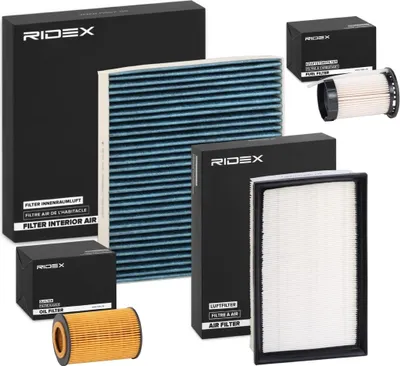 Produktbild von RIDEX Filterset Inspektionspaket Filtersatz für VW Golf VII Schrägheck (5G1, BQ1, BE1, BE2) Passat Variant (3G5, CB5) Golf VII Variant (BA5, BV5)