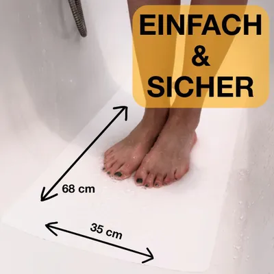Produktbild von Selbstklebende Antirutschfolie für Badewannen 68,5 x 35cm – sicher, weiß und unauffällig, zuschneidbar
