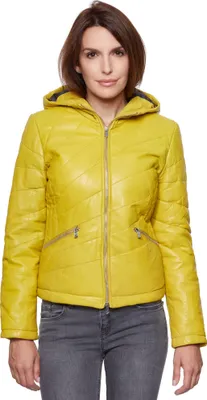 Produktbild von Jilani - Damen Lederjacke Steppjacke Lammnappa lemon gelb : 40