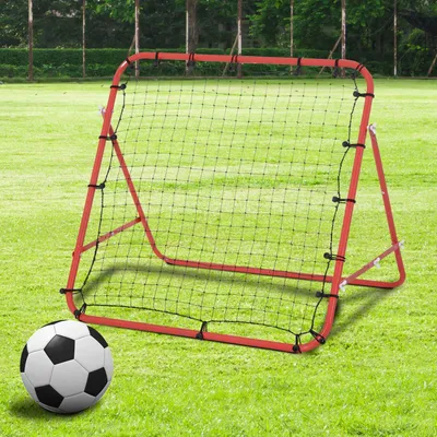 Zdjęcie produktu dla Rebounder Siatka Do Odbijania Piłki Nożnej Do Piłki Nożnej Z Regulowanym Kątem Czerwony + Czarny 96 X 80 X 96 Cm