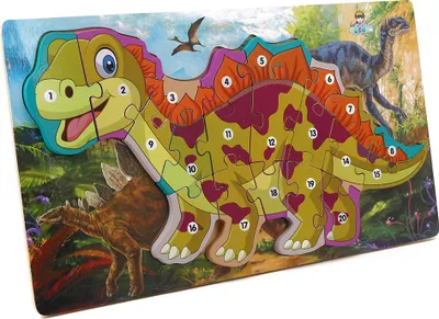 Immagine prodotto di Puzzle di dinosauro in legno, numero dell'alfabeto, giocattolo educativo per bambini n. 6 (numero)