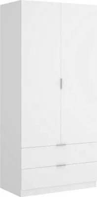 Produktbild von Garderobe Darest, Schlafzimmerschrank mit 2 Türen und 2 Schubladen, Schlafzimmermöbel mit Kleiderstange, 81x52h180 cm, Weiß