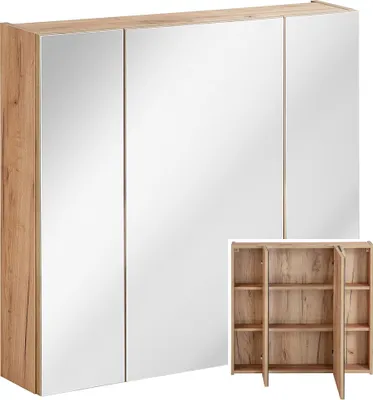 Produktbild von Badezimmer Spiegelschrank 80cm TOSKANA-56 in Wotaneiche B/H/T ca. 80/75/16cm