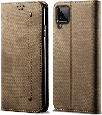 Immagine prodotto di Custodia Galaxy A12 5G, Custodia a portafoglio in pelle con chiusura magnetica e supporto per Samsung Galaxy A12 5G Khaki