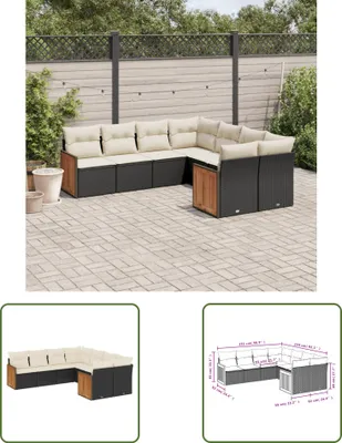 Produktbild von The Living Store 8-tlg. Garten-Sofagarnitur mit Kissen Schwarz Poly Rattan