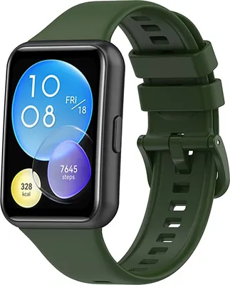 Produktbild von Strap-it Huawei Watch Fit 2 Silikonarmband (Armee grün)