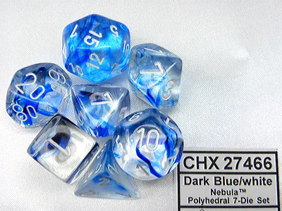 Obrázek produktu pro Chessex sada 7 kostek Nebula Tmavě modrá/bílá