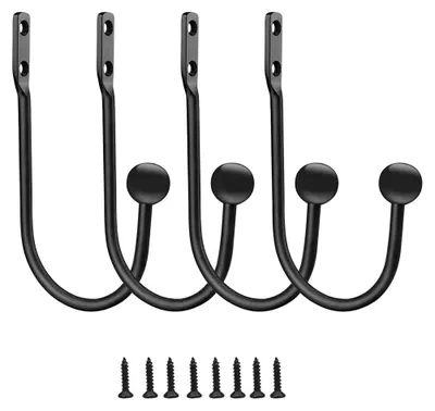 Vorhanghalter aus Metall, 4 Stück, Schwarz, Klein, 10 cm
