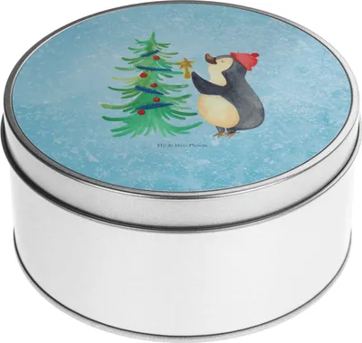 Produktbild von Mr. & Mrs. Panda Blechdose Pinguin Weihnachtsbaum - Eisblau - Geschenk, Weihnachten, Kaffeedose, Heiligabend, Erinnerungsbox, zuckerdose, Vorratsdosen, Winter, Keksdose