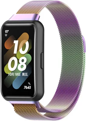 Produktbild von Strap-It Huawei Band 7 Milanese-Armband (Regenbogen)