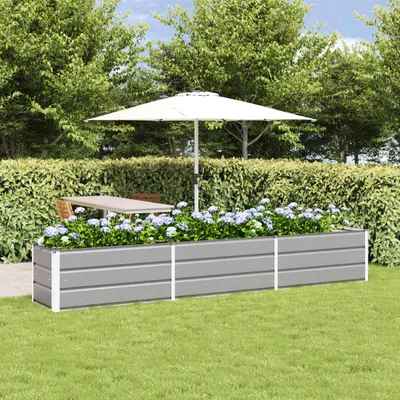 Produktbild von "Schlussverkauf" Pflanzkübel im Garten - 1 pc - Blumenbeet/Gartenbeet - Hellgrau 480x50x45 cm Verzinkter Stahl C13535