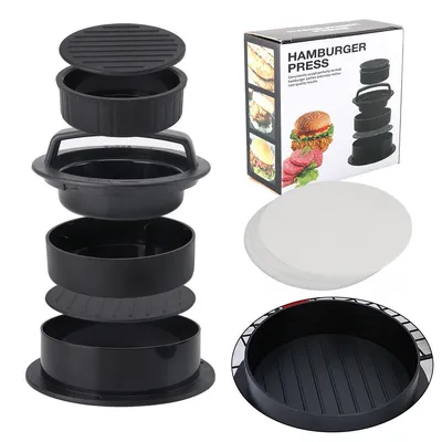 Produktbild von 4-in-1 Hamburgerpresse, Hamburgerpatty-Former,Mini-&Gefüllte-Hamburger-sowie Sandwich-Schneider,für Fleisch&Veggie,ideal für Zuhause&Burger-Liebhaber