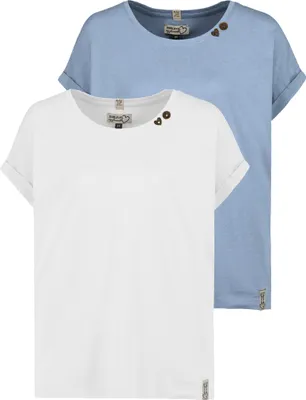 Produktbild von Sublevel T-Shirt 2er Set mit Rundhals Knöpfen bequem Größe: XS