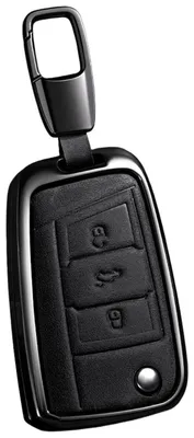 Image de Housse de protection pour clé de voiture, en cuir et alliage de zinc, de couleur noire, compatible avec les modèles Golf 7, Polo et Tiguan MK7, pour clés à 3 boutons
