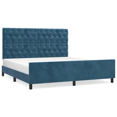 Produktbild von Bettgestell ohne Matratze Dunkelblau 160x200 cm Samt