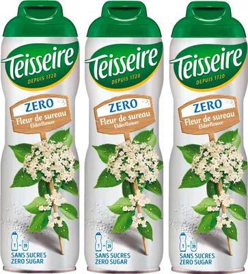 Produktbild von Teisseire Sirup Holunderblüte zero Zucker 600ml - Cocktails (3er Pack)