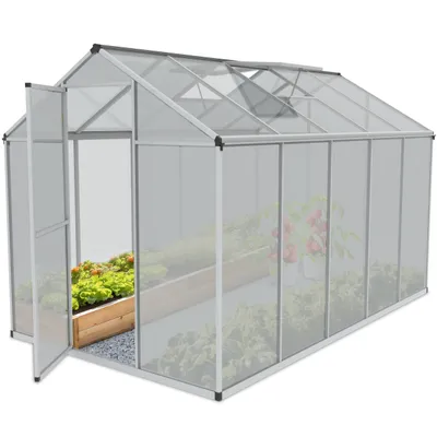Produktbild von ONBEST Gewächshaus Aluminium | 4mm | Polycarbonat-Platten | 185x195x307cm (BxHxT) | Wetterfest | UV-Beständig