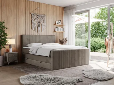 Produktbild von Boxspringbett, doppelbett mit Multipocket-Matratze und zwei Bettkästen - KING DOREN - 140x200cm - Braun - H3