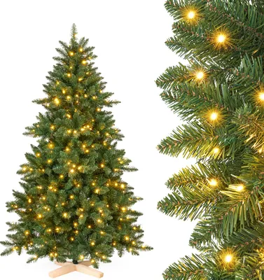 Produktbild von Yorbay Künstlicher Weihnachtsbaum 180cm Nordmanntanne mit 310 LEDs Tannenbaum für Weihnachten-Dekoration