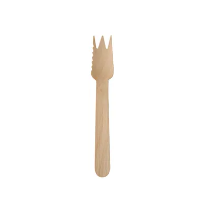 Produktbild von Kuchen- und Snackgabeln, Holz "pure" 14 cm mit einseitig gezacktem Rand