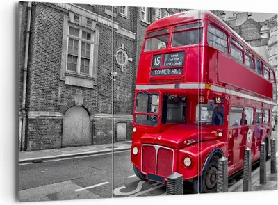 Produktbild von Bild auf Leinwand - Leinwandbild - Bus Denkmal London Geschichte - 165x110cm - Wand Bild - Wanddeko - Leinwanddruck - Bilder - Kunstdruck - Leinwand bilder - Wandkunst - CE165x110-2673