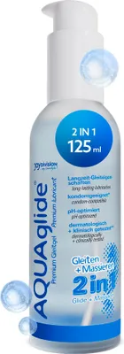 Produktbild von JOYDIVISION AQUAglide 2-in-1, 125 ml, wasserbasiertes Massage & Gleitgel, transparent und geruchsneutral, ölfreies Gleitmittel & Kompatibel mit Latex-Kondo Men