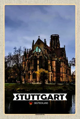 Image de vianmo Panneau en bois 30x20 cm Stuttgart Johanneskirche